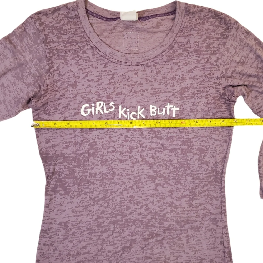 One More Mile Women's‎ Purple Girls Kick Butt Long Sleeve T-Shirt Medium